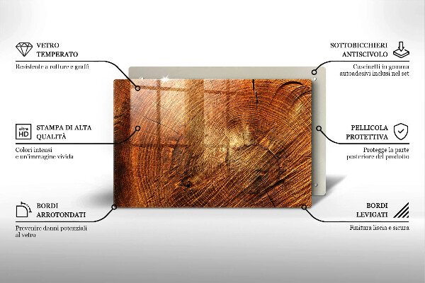 Protetor para fogão de vidro Anéis de árvores de madeira