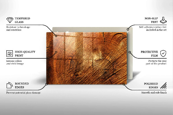 Protetor para fogão de vidro Anéis de árvores de madeira