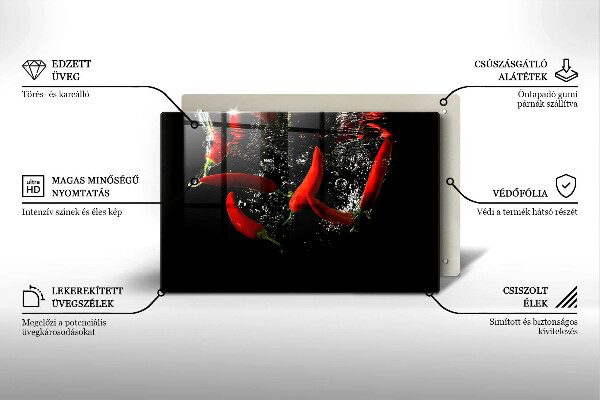 Protetor para fogão de vidro Pimentas em água