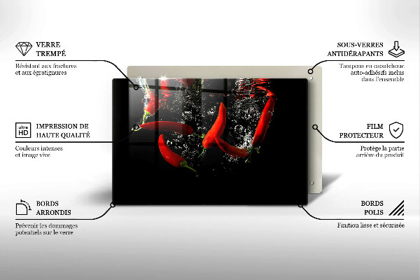 Protetor para fogão de vidro Pimentas em água
