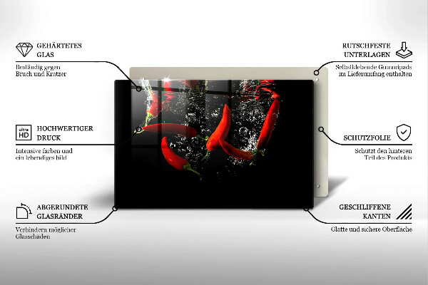 Protetor para fogão de vidro Pimentas em água