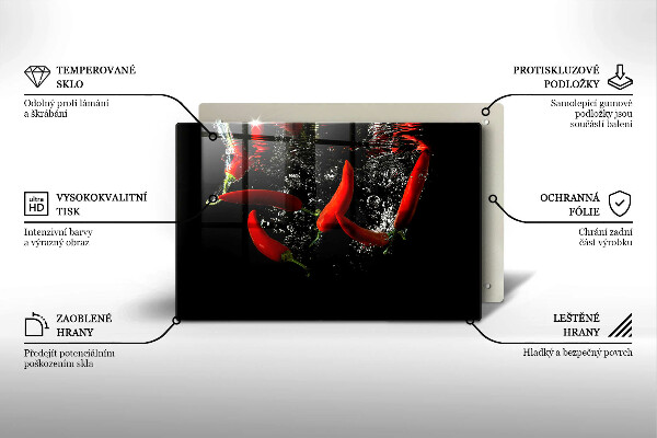 Protetor para fogão de vidro Pimentas em água