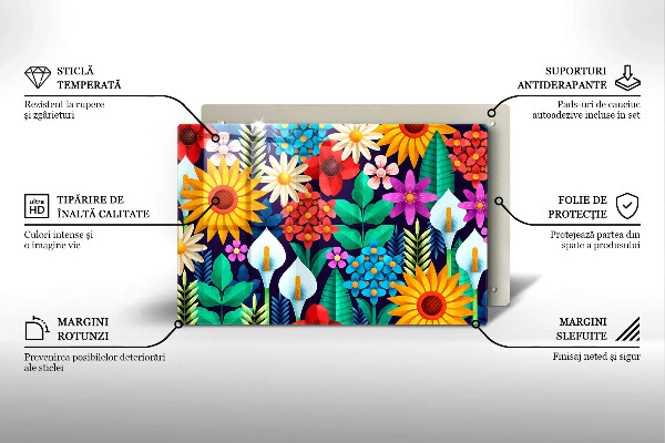 Protetor para fogão de vidro Ilustração de um prado de flores