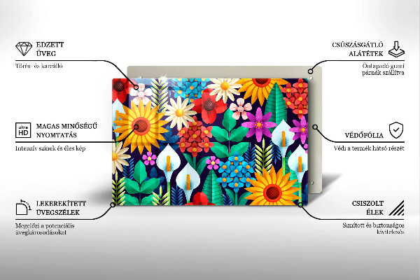 Protetor para fogão de vidro Ilustração de um prado de flores