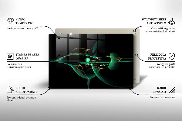 Protetor em vidro para fogão Abstração moderna