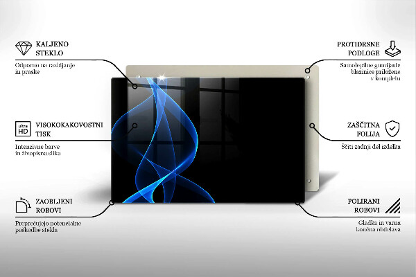 Protetor em vidro para fogão Linhas de fumaça azul