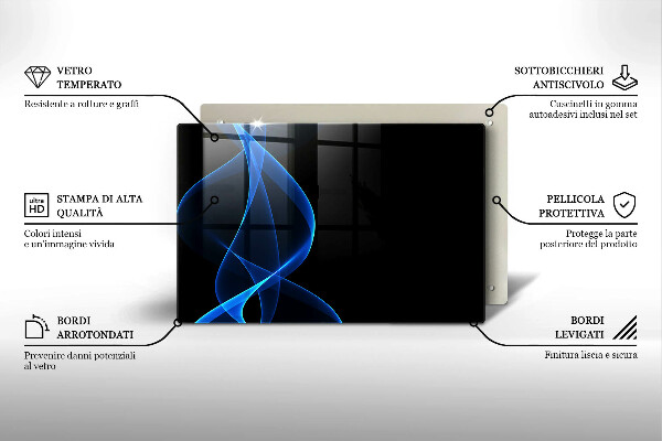 Protetor em vidro para fogão Linhas de fumaça azul