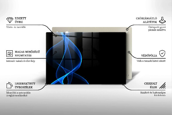 Protetor em vidro para fogão Linhas de fumaça azul