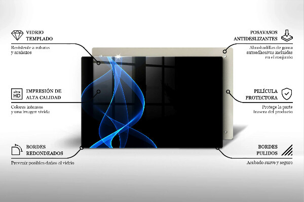 Protetor em vidro para fogão Linhas de fumaça azul