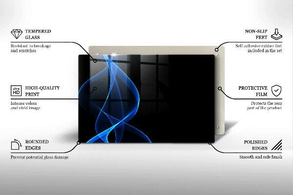 Protetor em vidro para fogão Linhas de fumaça azul