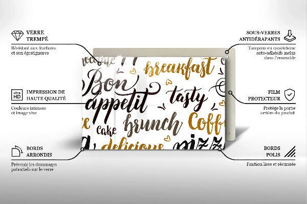 Protetor em vidro para fogão legendas de bom apetite