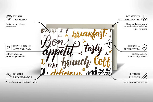 Protetor em vidro para fogão legendas de bom apetite