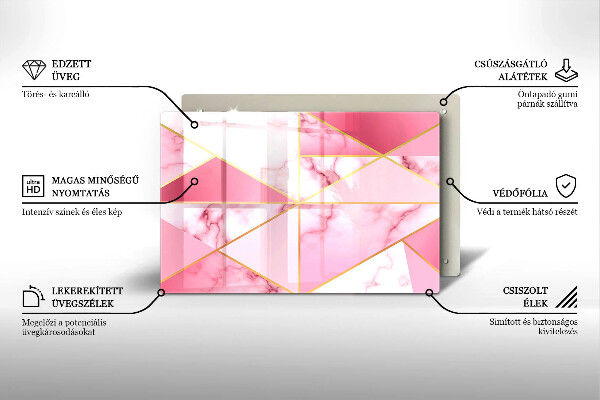 Protetor de fogão de vidro Mármore geométrico