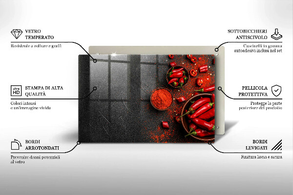 Protetor em vidro para fogão Pimentas vermelhas
