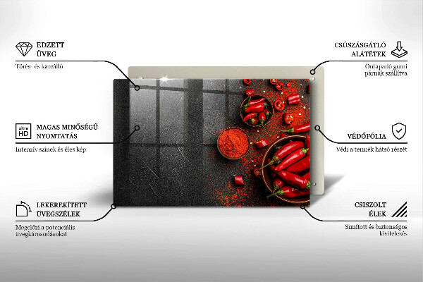 Protetor em vidro para fogão Pimentas vermelhas