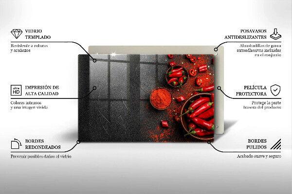 Protetor em vidro para fogão Pimentas vermelhas