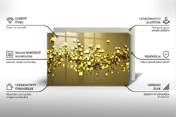 Protetor em vidro para fogão Geometria 3D abstrata