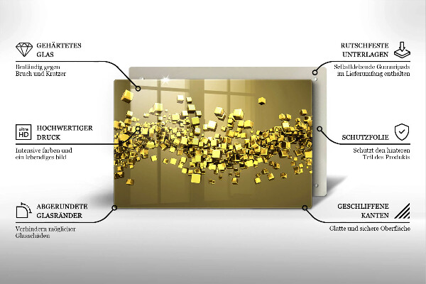 Protetor em vidro para fogão Geometria 3D abstrata