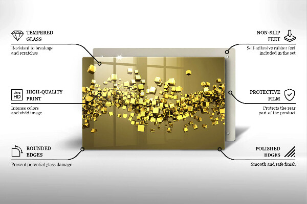 Protetor em vidro para fogão Geometria 3D abstrata