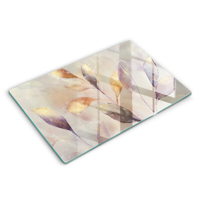 Protetor de fogão de vidro Folhas boho pintadas