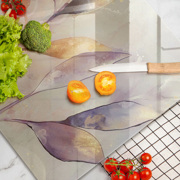 Protetor de fogão de vidro Folhas boho pintadas