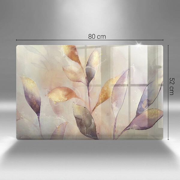 Protetor de fogão de vidro Folhas boho pintadas