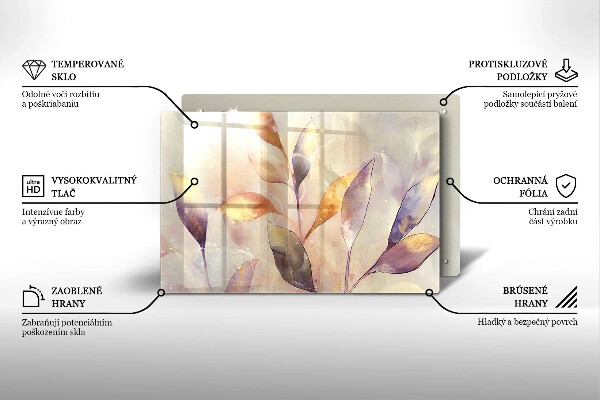 Protetor de fogão de vidro Folhas boho pintadas