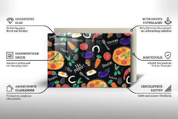 Cobertura placa vitrocerámica Ilustração de alimentos