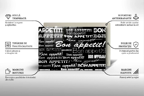 Protetor para fogão de vidro Legendas de cozinha Bom apetite