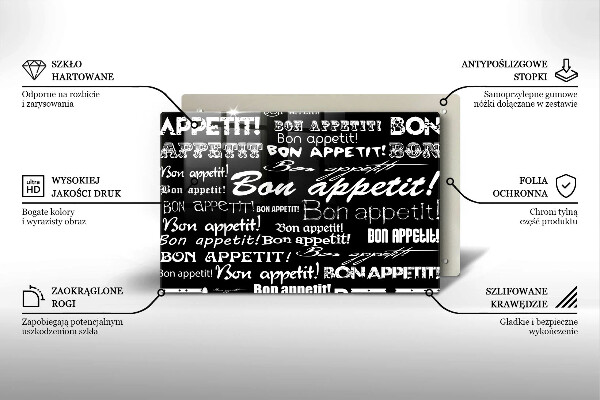 Protetor para fogão de vidro Legendas de cozinha Bom apetite