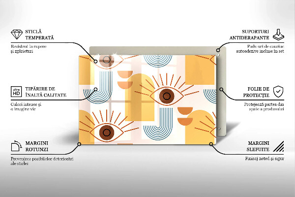 Protetor de fogão de vidro Olhos com padrão boho