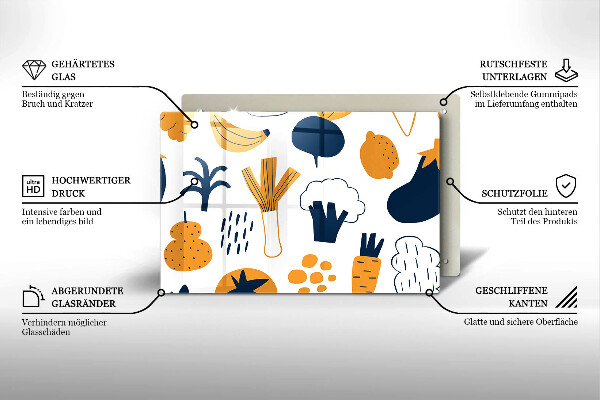 Protetor para fogão de vidro Ilustração de alimentos