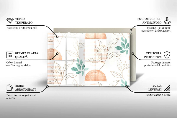 Cobertura placa vitrocerámica Padrão de folha Boho