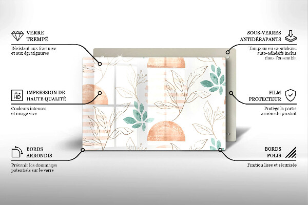 Cobertura placa vitrocerámica Padrão de folha Boho