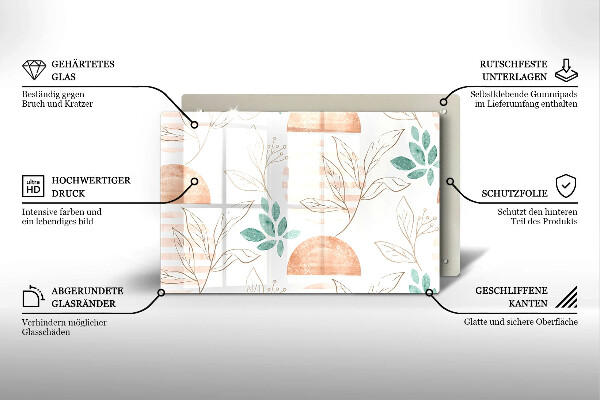 Cobertura placa vitrocerámica Padrão de folha Boho