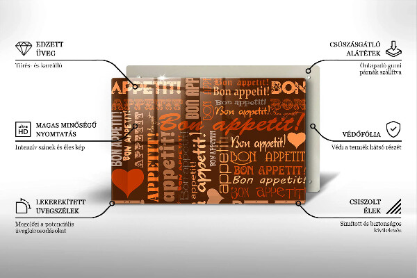 Protetor em vidro para fogão legendas de bom apetite