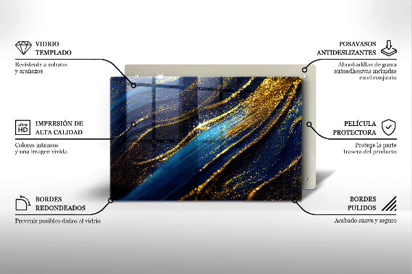 Protetor de fogão de vidro Abstração azul marinho