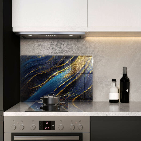 Protetor de fogão de vidro Abstração azul marinho