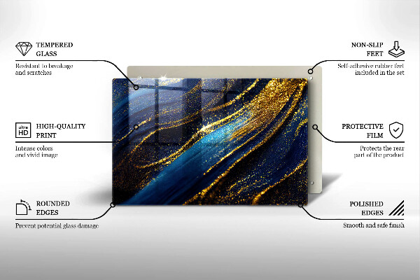 Protetor de fogão de vidro Abstração azul marinho