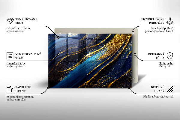 Protetor de fogão de vidro Abstração azul marinho