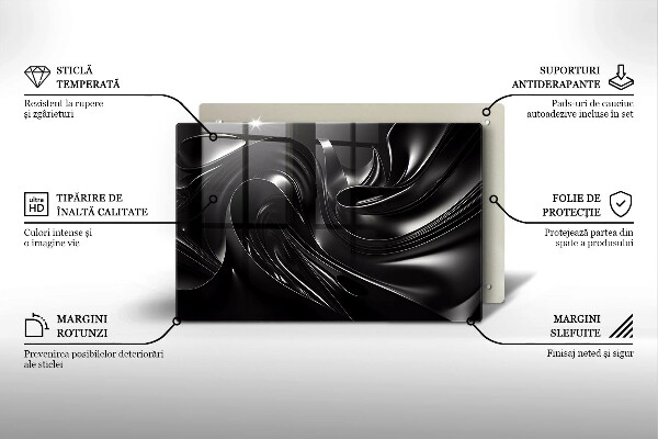 Protetor para fogão de vidro Abstração massa negra