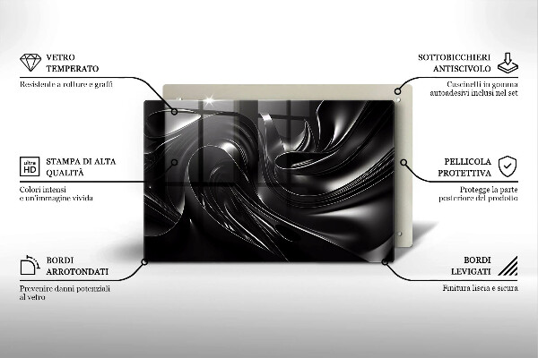 Protetor para fogão de vidro Abstração massa negra