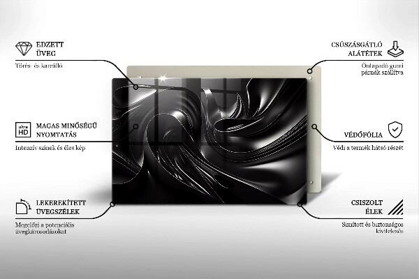 Protetor para fogão de vidro Abstração massa negra