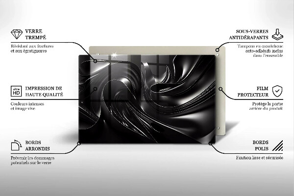 Protetor para fogão de vidro Abstração massa negra