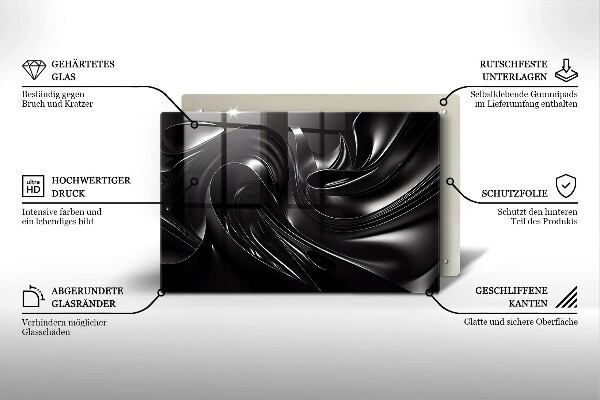 Protetor para fogão de vidro Abstração massa negra
