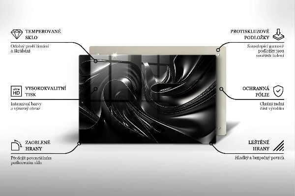 Protetor para fogão de vidro Abstração massa negra