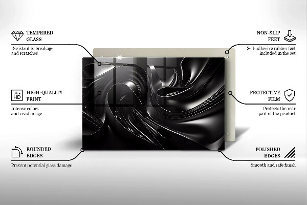 Protetor para fogão de vidro Abstração massa negra