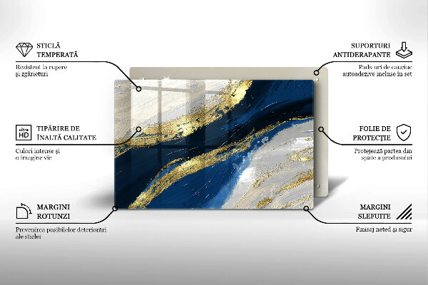 Protetor em vidro para fogão Textura com ouro
