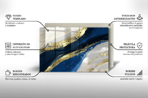 Protetor em vidro para fogão Textura com ouro
