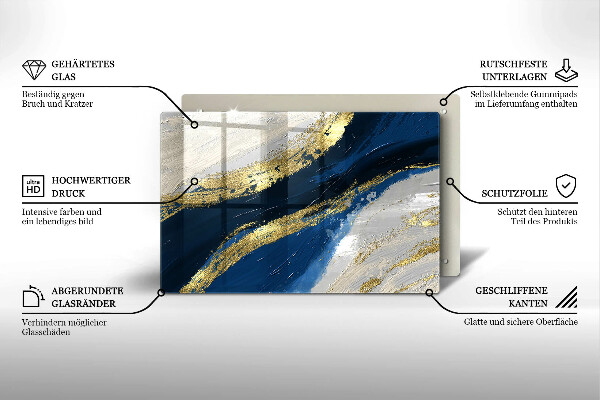Protetor em vidro para fogão Textura com ouro